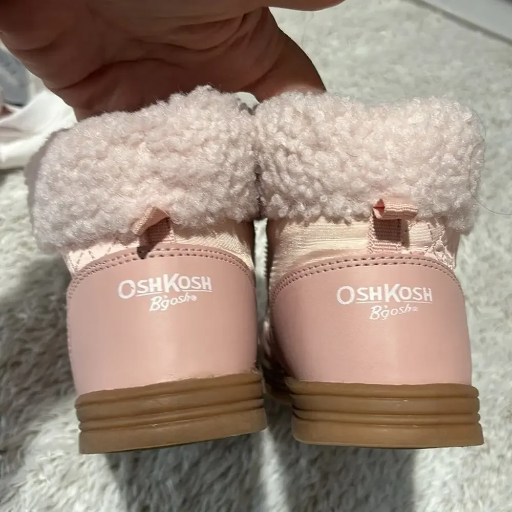 Carters 2m pale pink rubber sole furry nylon boot zipper entry worn once euc